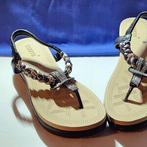 Siketu platform sandals sz 42 black gray NWOB